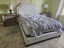 Queen Size Bed with Push Pin Headboard and Serta Mattress