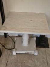 20" x 20" Marble Top Wood Side Table