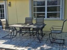48" x 36" Outdoor Table with (4) Metal Outdoor Chairs