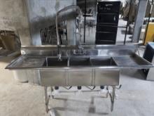 Klinger's ECS32D Three Compartment S/S Sink with Spritzer - Like New