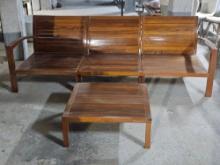 Three Piece Solid Wood Outdoor Set with 30" x 30" Matching Table