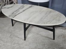 48" Oval Marble Top Metal Table