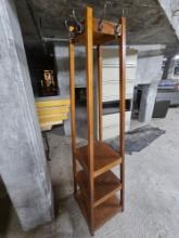 71" Wood Bathroom Shelving Unit with Robe Hangers