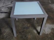 19" Glass Top Metal Side Table