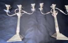 Excellent Pair of Sterling Silver (3) Light Candleabra, Dated 1913
