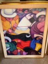Ernesto Gutierrez Oil on Jute, 48" X 60" with Exquisite Gold Leaf Frame, Signes by Artist,