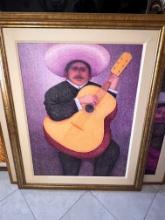 Ernesto Gutierrez Oil on Jute, 44" X 50" with Exquisite Gold Leaf Frame, Signes by Artist,