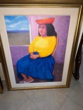 Ernesto Gutierrez Oil on Jute, 44" X 56" with Exquisite Gold Leaf Frame, Signes by Artist,