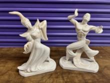Thai Male and Female Dancers, 16", Signed Roselane 402