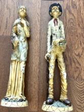 Man and Lady, 20" Tall, Signed by L Tomi