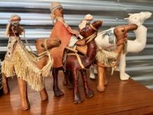 Lot, (4) Leather Wrapped Camels: 10", 9", 9" 8"