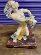 Large Brazilian Man Playing The Conga Drum, 13" High X  10" Wide