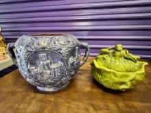 Lot, (2) Miscellaneous Ceramic Bowls, with Covers and  8" X 12" & 7" X 7"