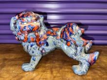 Large Ceramic Gargoyle, 9" High X 12" Wide, Grey and Blue in Color