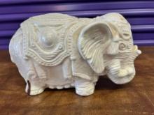 Ceramic Indian Elephant with Saddle Blanket, 7" High X 10" Wide