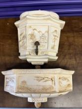 2 Piece, Ceramic Set, Wall Mount Sconce or Fountain with Bath