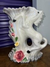 Capodimonte Prancing Horse, 14" High X 12" Wide, with Raised Flowers