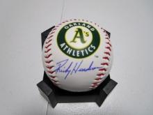 Rickey Henderson of the Oakland A's signed autographed logo baseball PAAS COA 201