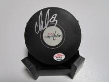 Alexander Ovechkin of the Washington Capitals signed autographed logo hockey puck PAAS COA 260