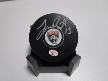 Sam Reinhart of the Florida Panthers signed autographed logo hockey puck PAAS COA 310