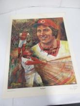 Johnny Bench of the Cincinnati Reds signed 18x24 artist signed Angelo Marino litho PAAS COA 101