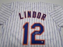 Francisco Lindor of the New York Mets signed autographed baseball jersey PAAS COA 483