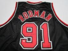 Dennis Rodman of the Chicago Bulls signed autographed basketball jersey PAAS COA 777