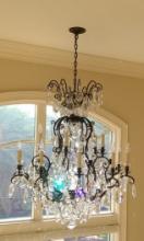 17 Light Crystal and Metal Chandelier