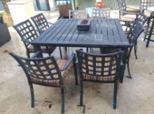 Outdoor Aluminum Table with 8 powdered Coated Aluminum Chairs