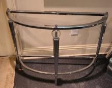 Modern Chrome Foyer Table -40 in L - needs glass