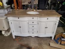 Victorian Style Vanity with marbletop and backsplash - 60 in