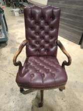 Leather Pushpin executive Chair with 5 star base - has slice on back
