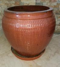 Designer Ceramic Pot with matching Dish - 24 in H