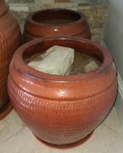 Designer Ceramic Pot with matching Dish - 17 in H