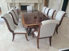 Designer Dining Table with 10 Hi Back Chairs - 2 are Armchairs- 108 in L with