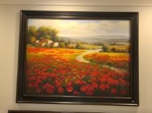 Flowers in Meadow - Original Artwork - signed and Framed -  43 x55 in
