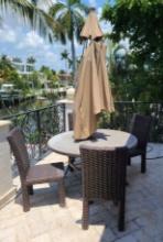 Outdoor Table, 4 chairs and Umbrella set