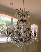 16 light Crystal and metal chandelier