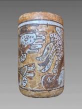 Pre-Columbian Mayan Polychrome Cylinder