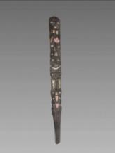 Pre-Columbian Chimu Wooden Staff with Inlay