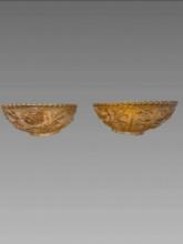 Pair of Imperial Open Rose Lustre Bowls