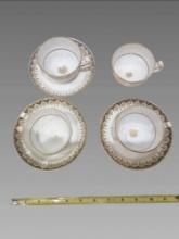 Mid-Century Royal Copenhagen Porcelain Cup and Saucer Set of 4