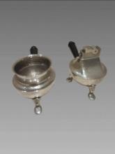 Mid-Century Chrome Ashtray and Lighter Set