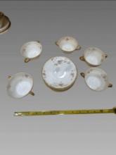 Mid-Century Limoege Porcelain Cup and Saucer Set of 5