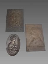 Antique Bronze Plaques Set of 3