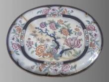 Antique Asian Porcelain Platter with Ancient Staple Repairs