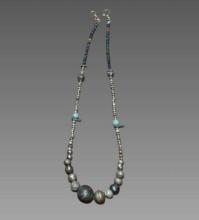 Pre-Columbian Silver Moche Beaded Necklace