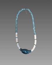 Blue Jade and Spondyllus Bead Necklace