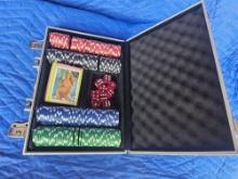 Brand New Poker Cards and Chips with Hard Rock Aluminum Case