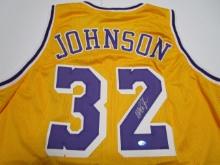 Magic Johnson of the LA Lakers signed autographed basketball jersey TAA COA 681